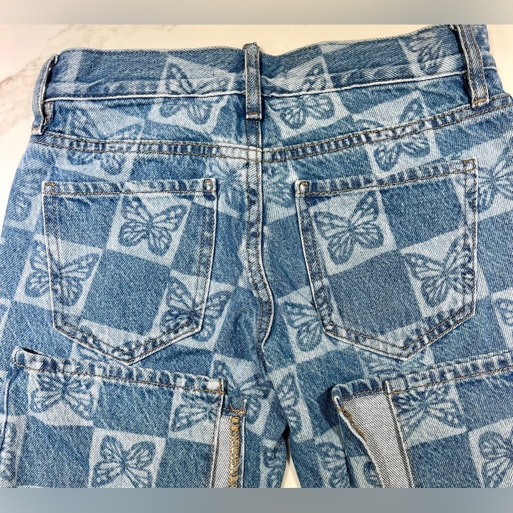 PACSUN Jeans, Low Rise Straight, Boho Butterflies, Medium Blue, Size 22(0) - Picture 3 of 6